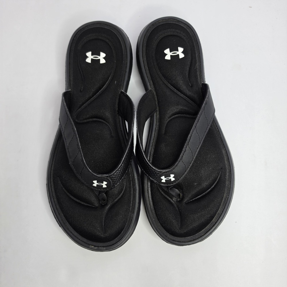 Under Armour Flip Flops Size 8 Black Cusion Insoles Womens
